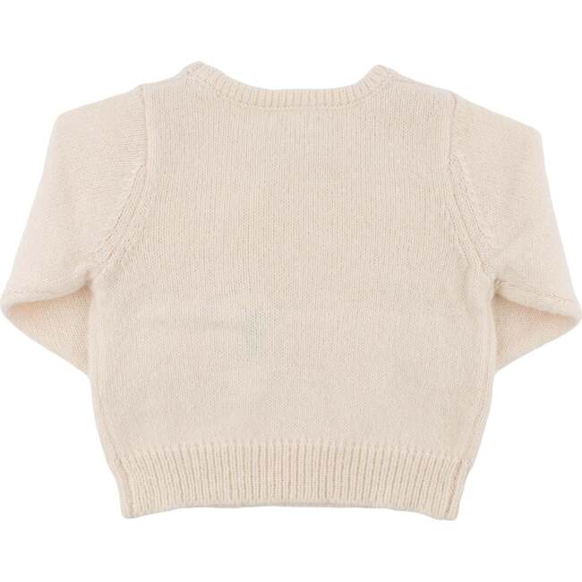 Baby Pink Bow Crew Neck Sweater, Cream - Sweaters - 2