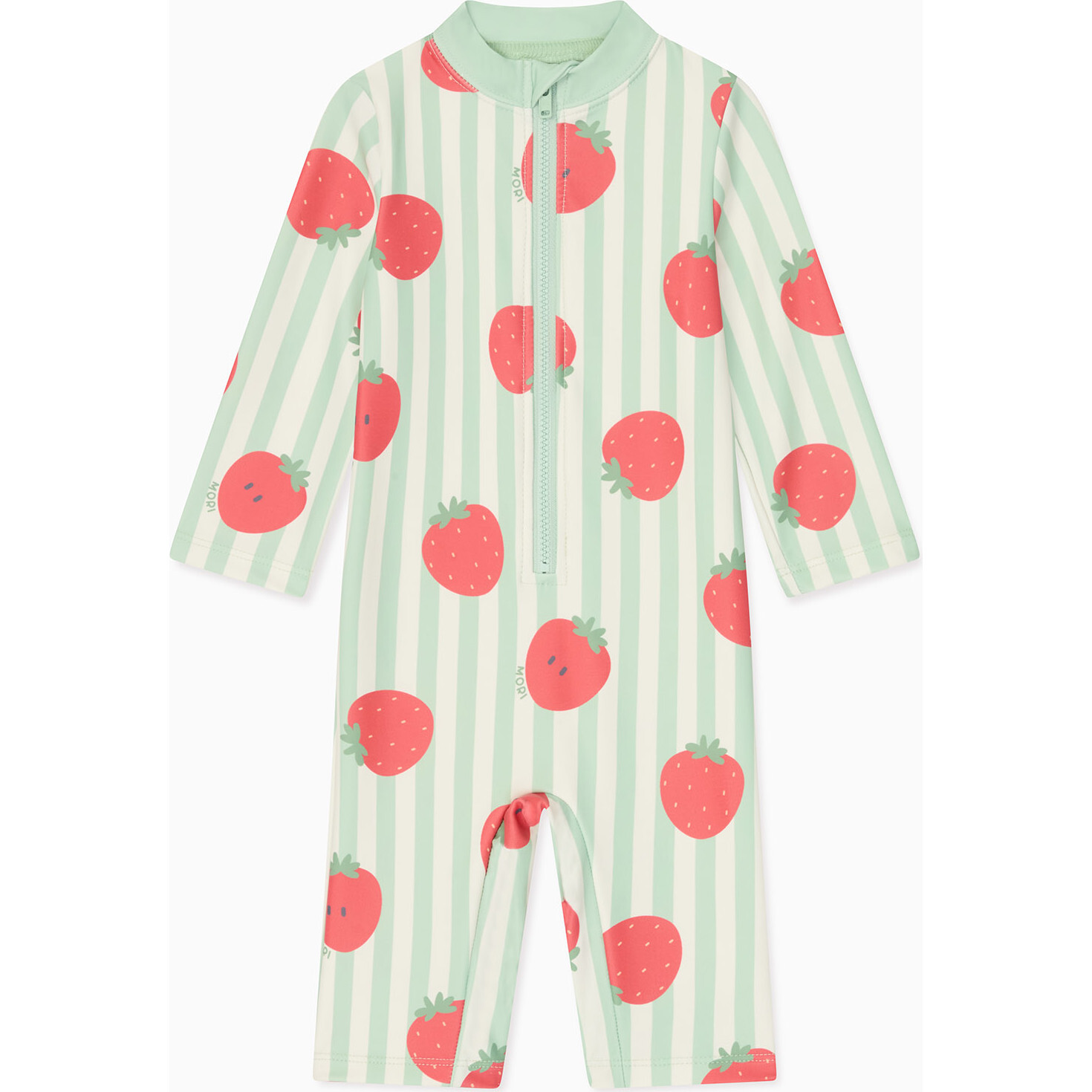 Strawberry and Green Stripe Sun Safe Swim Suit - Rash Guards - 1