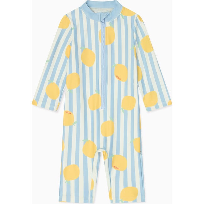 Lemon and Blue Stripe Sun Safe Swim Suit