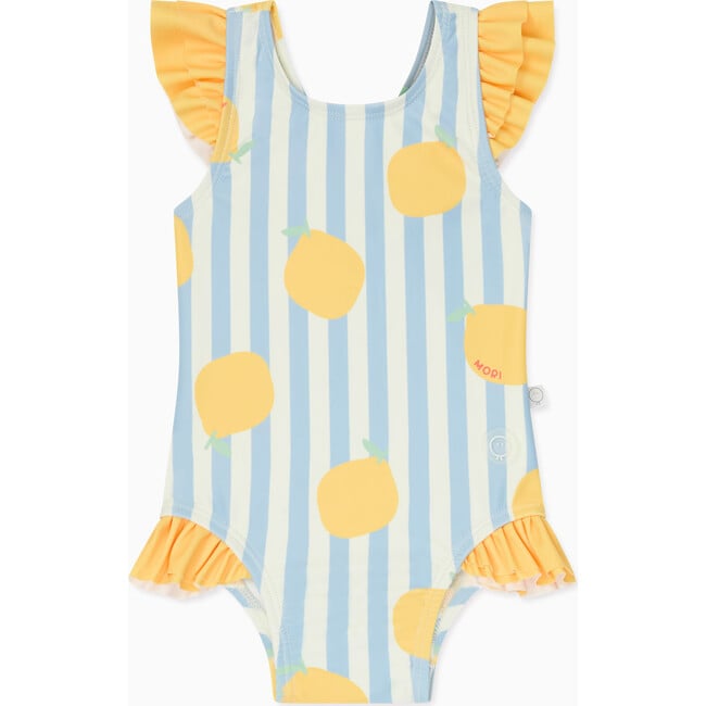 Lemon and Blue Stripe Frill Swimsuit