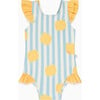 Lemon and Blue Stripe Frill Swimsuit - One Pieces - 1 - thumbnail