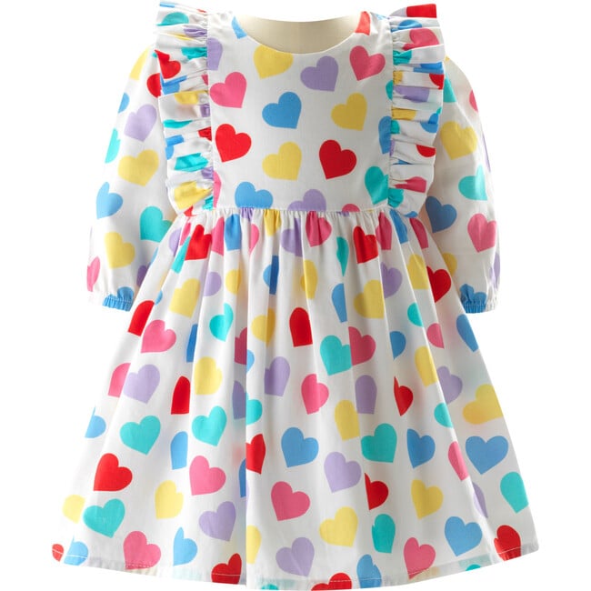 Babys Confetti Heart Print Long Sleeve Dress & Bloomers, Multicolors