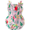 Babys Botanical Floral Print Ruched Waist Swim Bubble, Pink - One Pieces - 1 - thumbnail