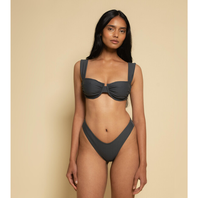 Lulu (Zig-Zag Stitch) Bikini Bottom, Charcoal - Two Pieces - 2