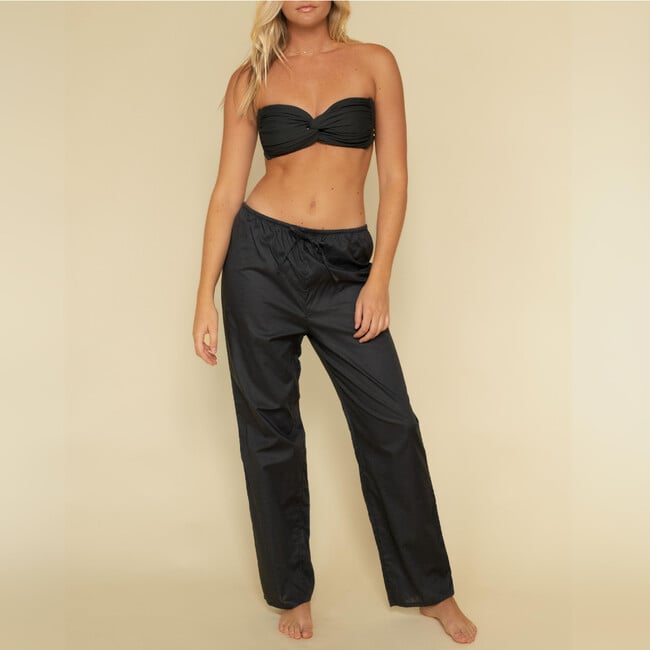 Drawstring Wide Leg Pant, Charcoal - Pants - 3