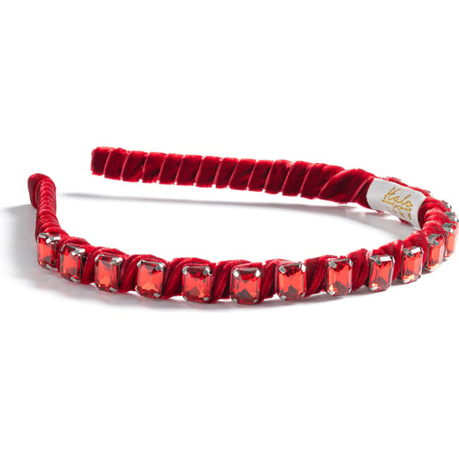 Crystal Velvet Headband, Scarlet