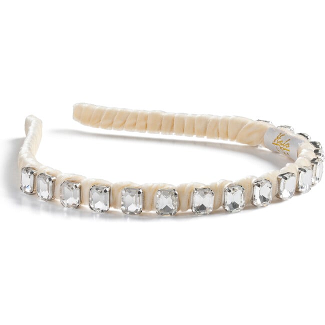 Crystal Velvet Headband, Ivory