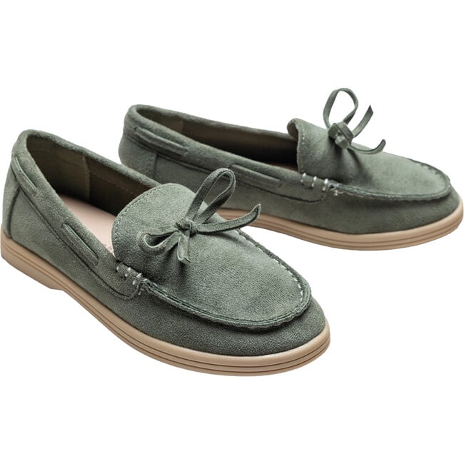 Suede Formal Dress Shoes, Olive - Slip Ons - 3