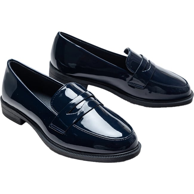 Patent Penny Loafers, Navy