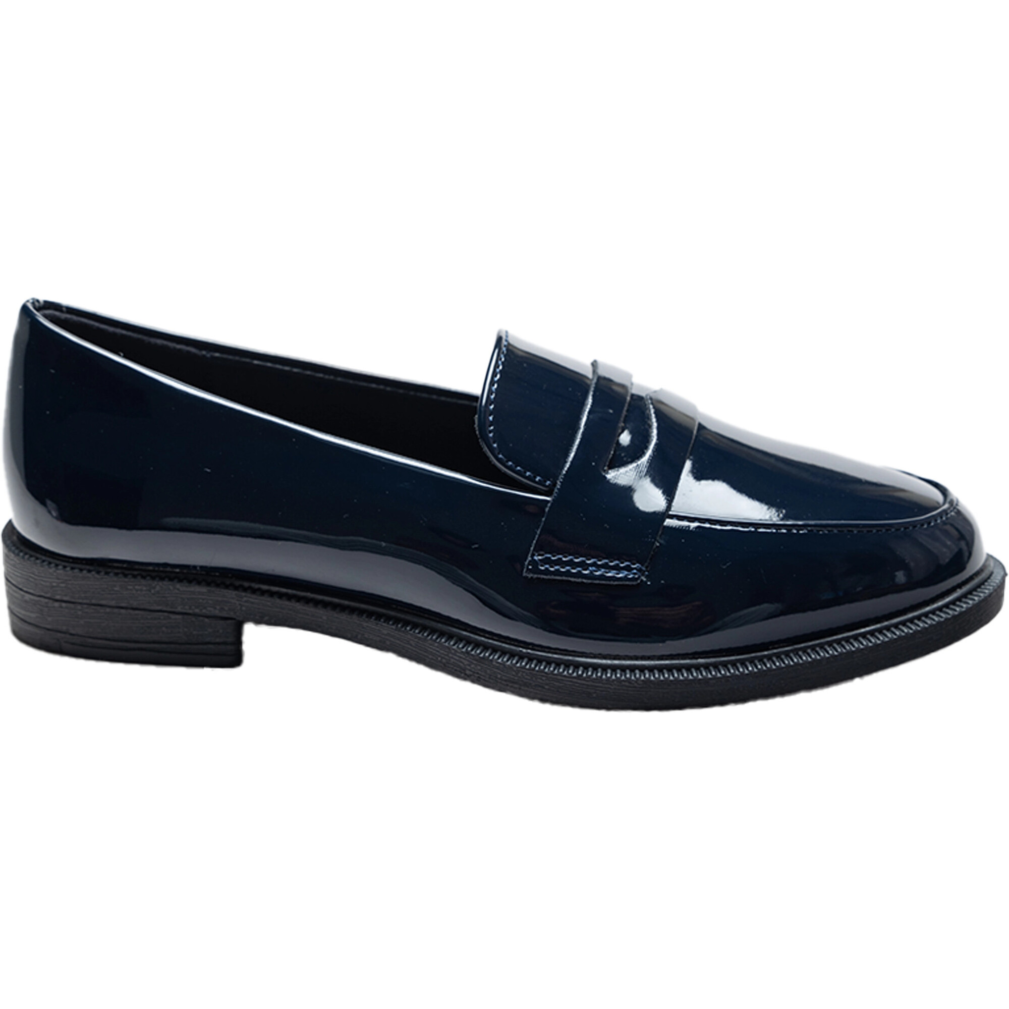 Patent Penny Loafers, Navy - Moustache Shoes | Maisonette display picture 3