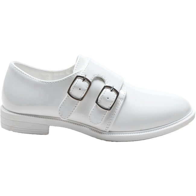 Patent Buckle Loafers, White - Dress Shoes - 2