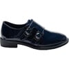 Patent Buckle Loafers, Navy - Dress Shoes - 2