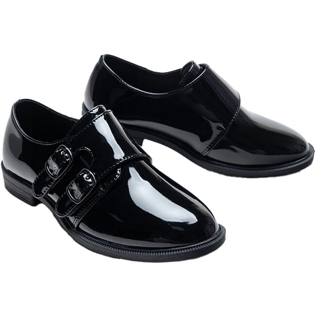 Patent Buckle Loafers, Black