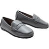 Faux Leather Penny Loafers, Gray - Slip Ons - 1 - thumbnail