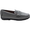 Faux Leather Penny Loafers, Gray - Slip Ons - 2