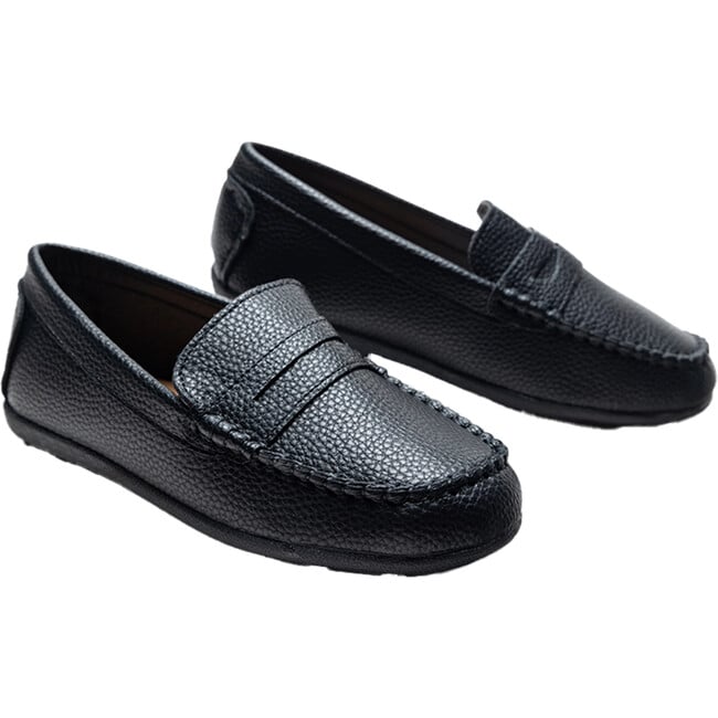 Faux Leather Penny Loafers, Black