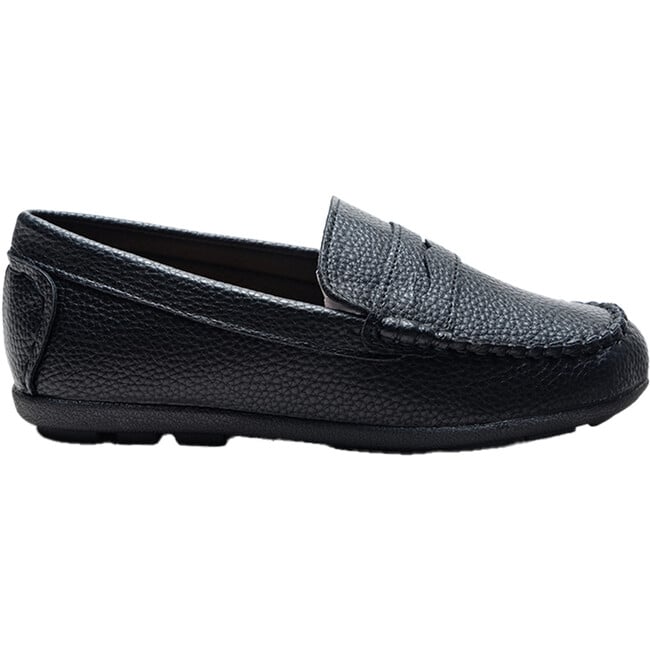 Faux Leather Penny Loafers, Black - Slip Ons - 2