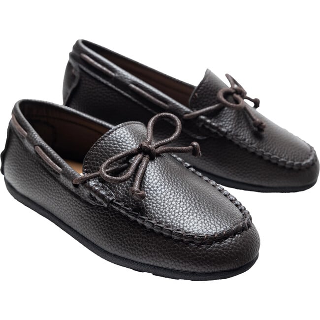 Faux Leather Laced Loafers, Mocha