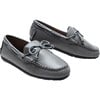 Faux Leather Laced Loafers, Gray - Slip Ons - 1 - thumbnail