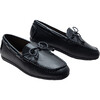 Faux Leather Laced Loafers, Black - Slip Ons - 1 - thumbnail