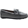 Faux Leather Laced Loafers, Gray - Slip Ons - 2