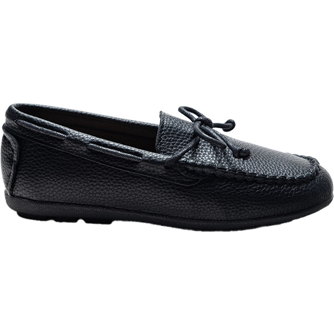 Faux Leather Laced Loafers, Black - Slip Ons - 2