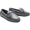 Faux Leather Laced Loafers, Gray - Slip Ons - 3