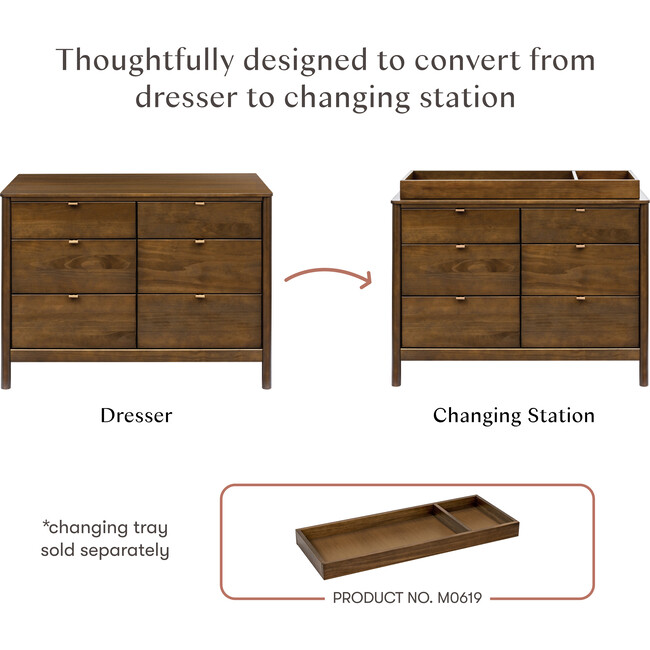 Bondi 6-Drawer Assembled Dresser, Natural Walnut - Dressers - 5