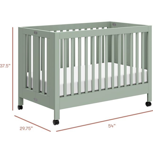 Maki Full-Size Portable Folding Crib, Light Sage - Cribs - 8