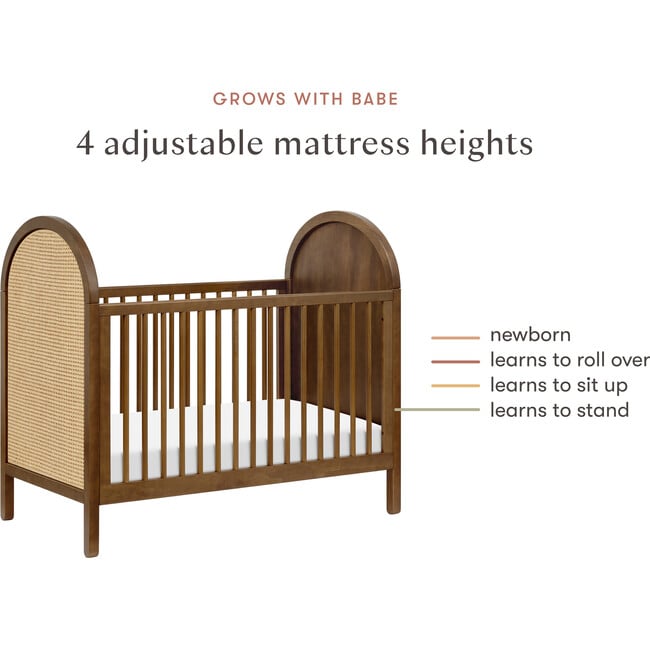 Bondi Cane 3-in-1 Convertible Crib in Natural Walnut with Natural Cane - Cribs - 6