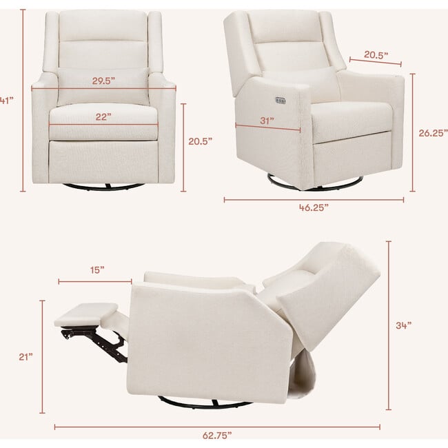 Kiwi Plus Power Recliner and Swivel Glider, Performance Cream Eco-Weave - Glider - 8