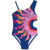 Sequin Sun One-Piece Swimsuit, Navy - One Pieces - 1 - thumbnail