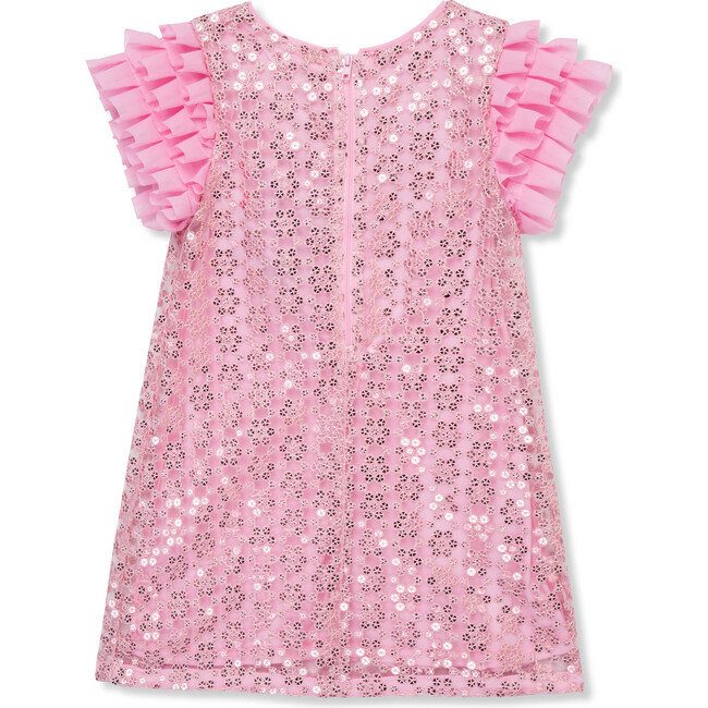 Mesh Sleeve Sequin Dress, Pink - Dresses - 2