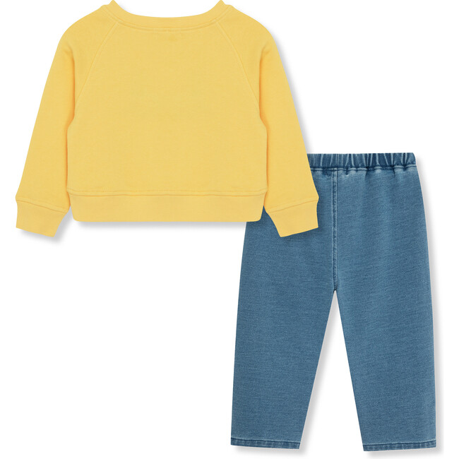 Infant Love Sweatshirt & Knit Denim Pant Set, Yellow - Mixed Apparel Set - 2