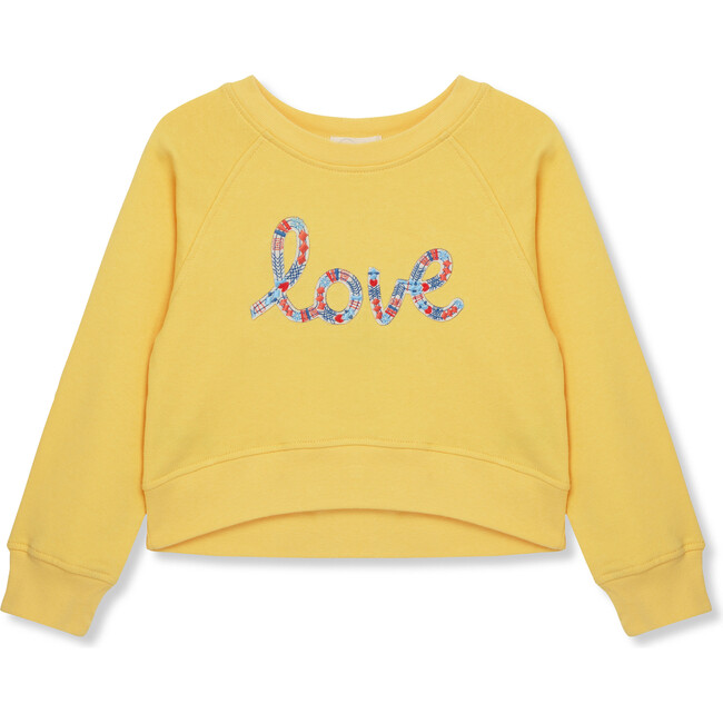 Embroidered Love Pullover Sweatshirt, Yellow