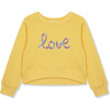 Embroidered Love Pullover Sweatshirt, Yellow - Sweatshirts - 1 - thumbnail