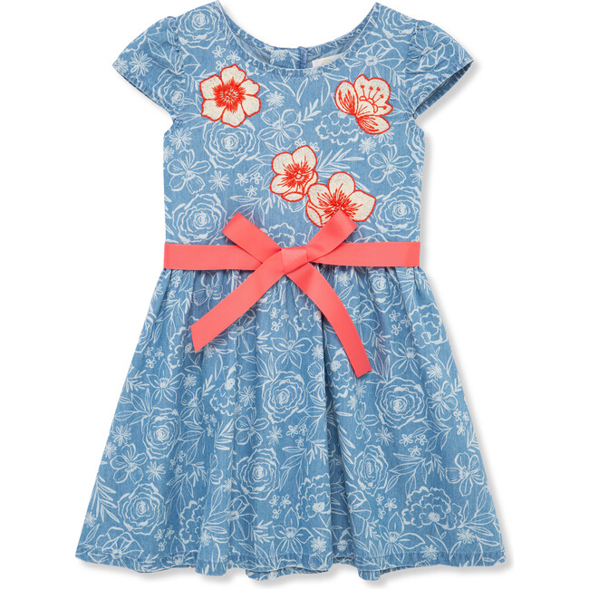 Chambray Floral Dress, Indigo