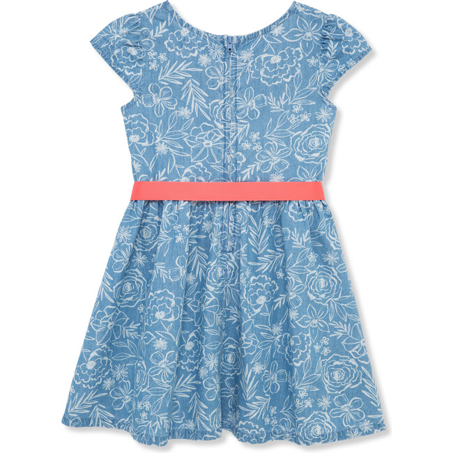 Chambray Floral Dress, Indigo - Dresses - 2