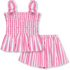 Smocked Woven Short Set, Pink - Mixed Apparel Set - 1 - thumbnail