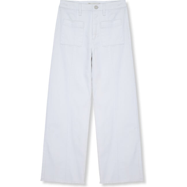 Twill Wide Leg Pants, White