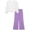 Bow Applique Sweater & Pant Set, White - Mixed Apparel Set - 1 - thumbnail