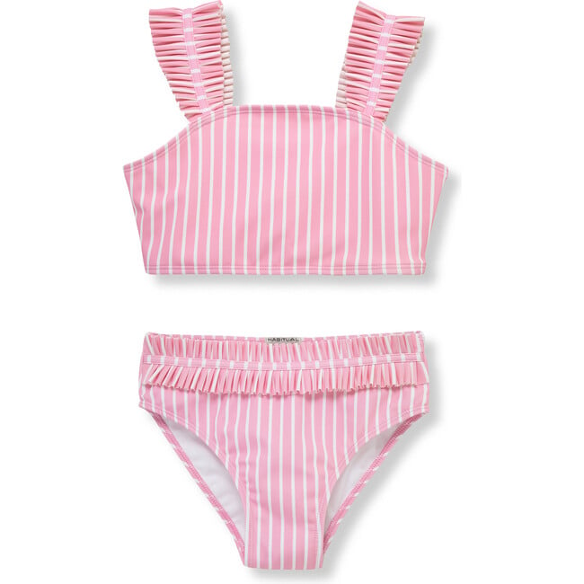 Ruched Straps Two-Piece Swimsuit, Light Pink