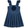 Rosette Dress, Indigo - Dresses - 1 - thumbnail