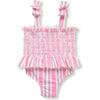 Infant Smocked One-Piece Stripe Swimsuit, Pink - One Pieces - 1 - thumbnail