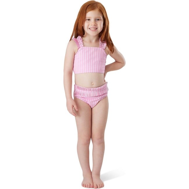 Kids Ruched Straps Two-Piece Swimsuit, Light Pink - Two Pieces - 2