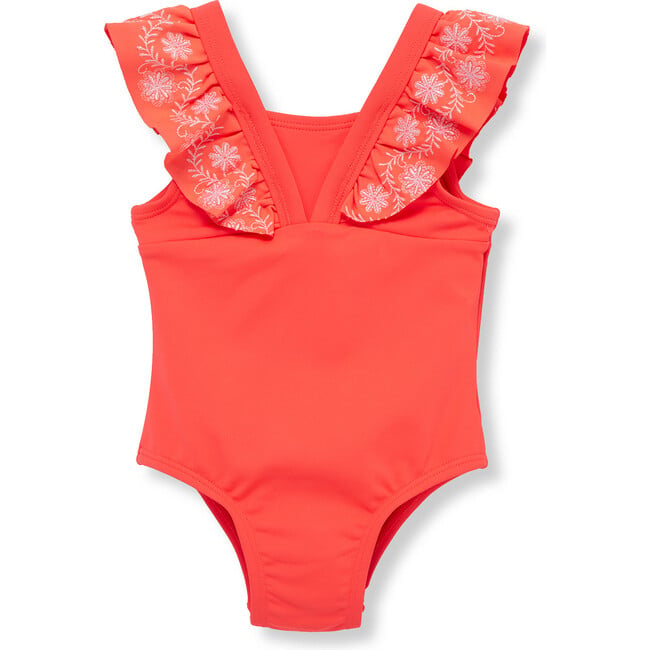 Infant Embroidered One-Piece Swimsuit, Coral