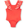 Infant Embroidered One-Piece Swimsuit, Coral - One Pieces - 1 - thumbnail