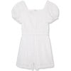 Eyelet Wrap Romper, White - Rompers - 2