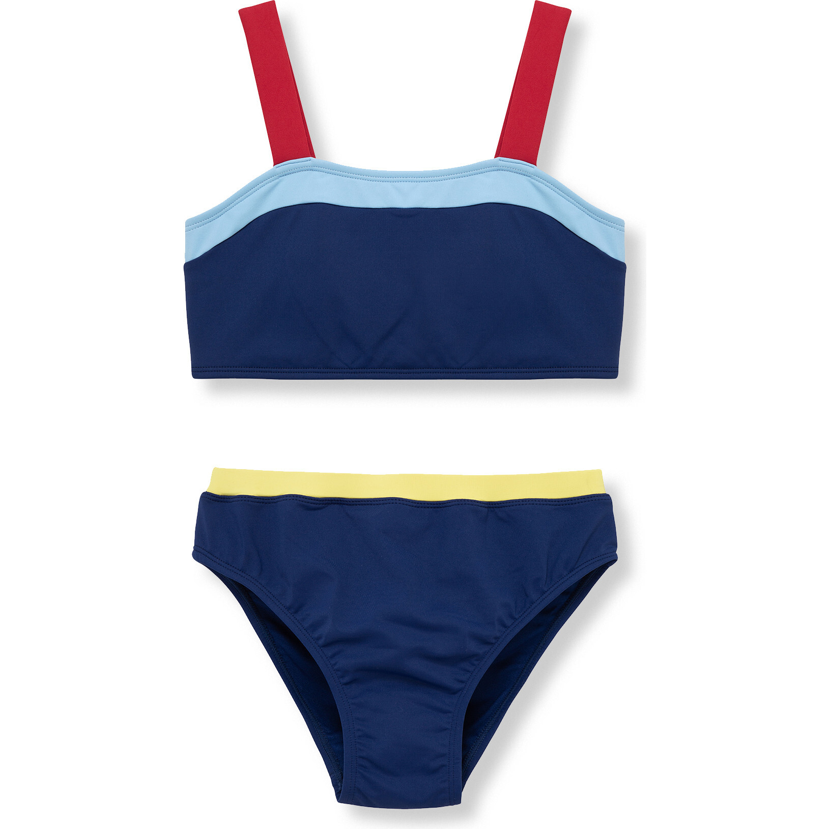 Colorblocked Two-Piece Swimsuit, Blue - Two Pieces - 1
