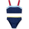 Colorblocked Two-Piece Swimsuit, Blue - Two Pieces - 1 - thumbnail